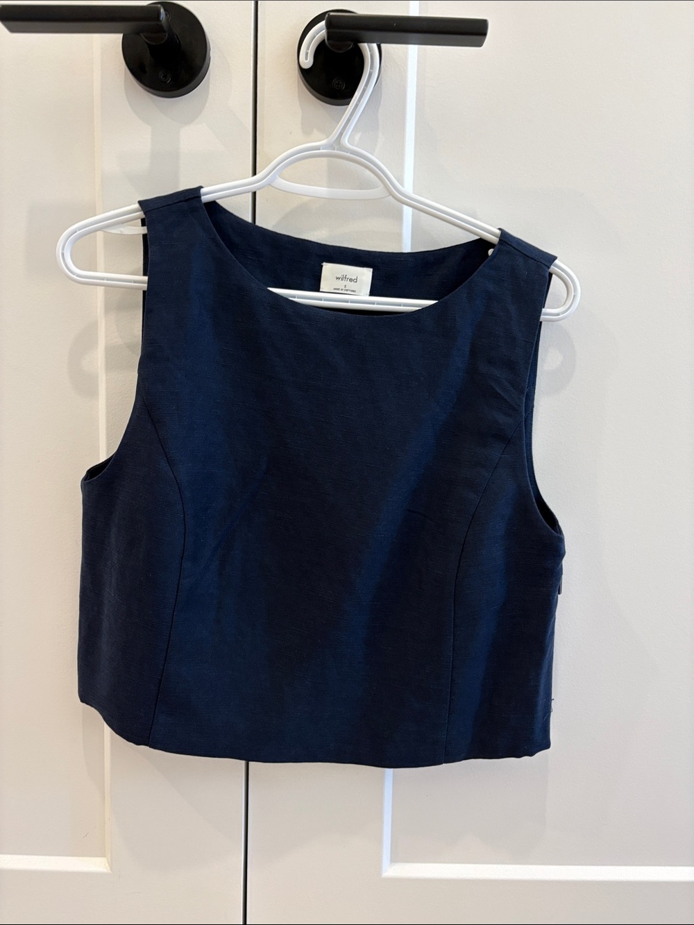 Wilfred Navy Cropped Sleeveless Top